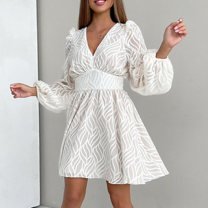 Women's Fashionable French Jacquard Waist A- Line Skirt