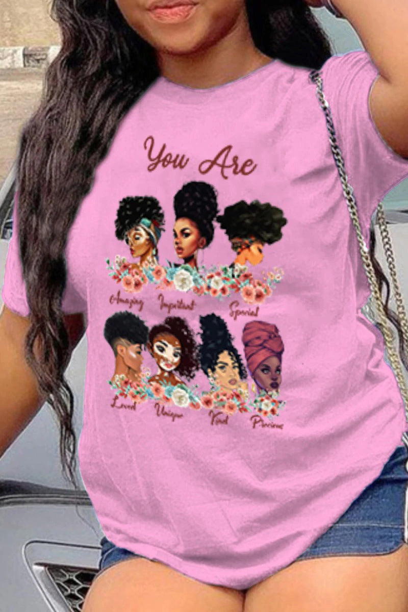 "You Are" Black Woman Hip-Hop Digital 3D Print Women's T-Shirt to 5X Plus Size