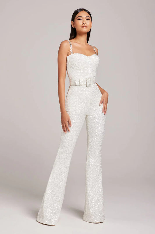 Sleeveless Sparkling Sequin Strapless Formal Tube Top Jumpsuit