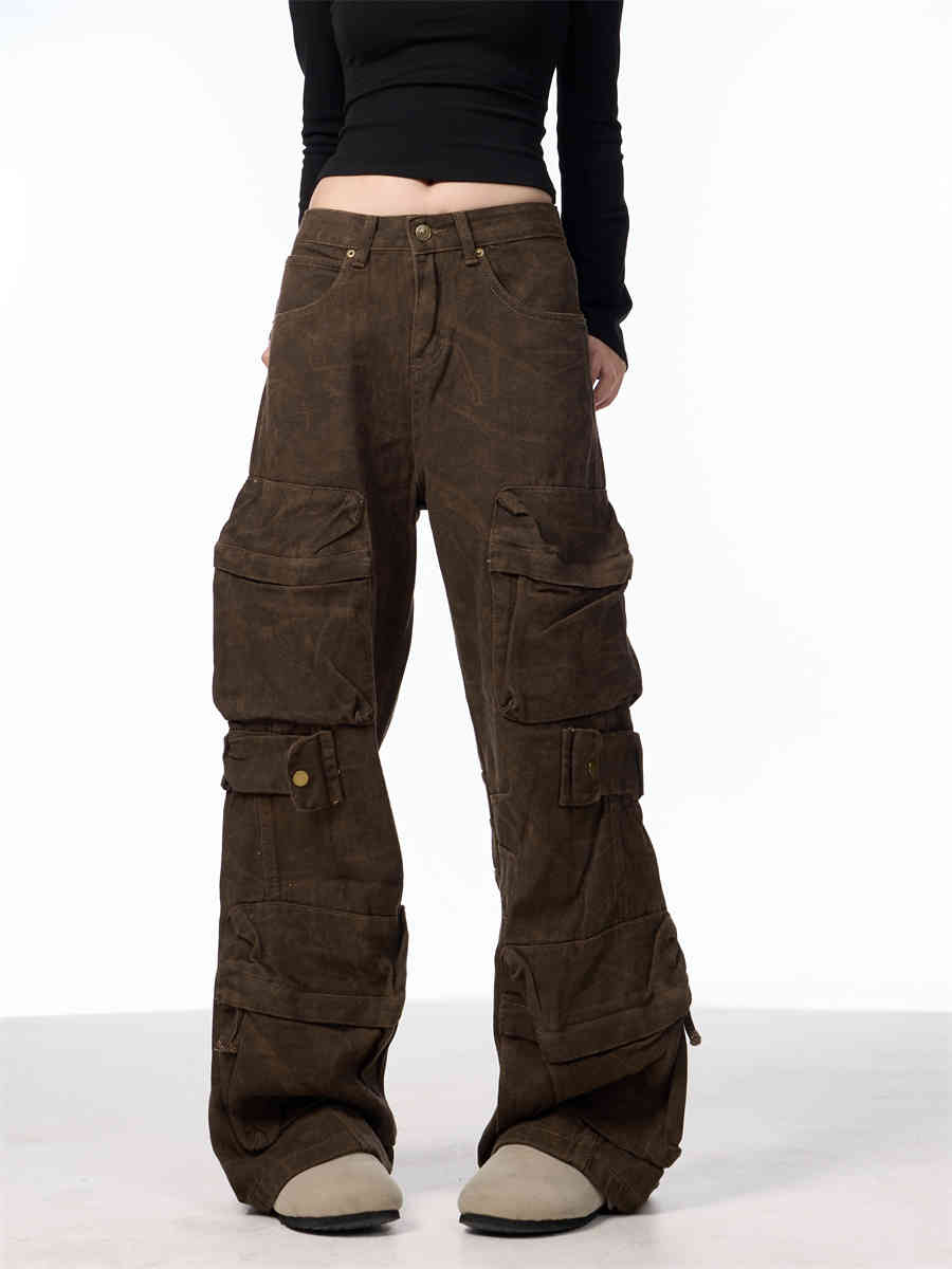Camouflage Cargo Pants Women's Loose Wide Leg Jeans