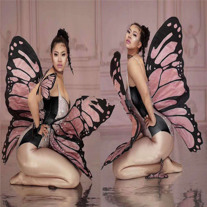 Pink/Black Oversized Diamond Butterfly Wings One-Piece Costume