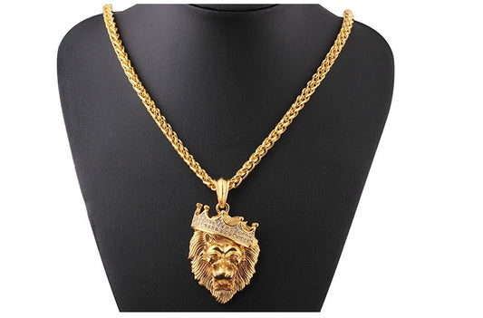 Diamond Gold/Silver Hip-Hop Crown Lion Luminous Chain necklace