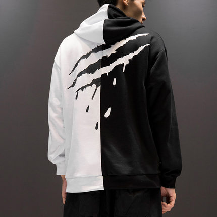 Men's Colorblock Grafitti Patchwork Print Loose Pullover Hoodie Sweatshirts