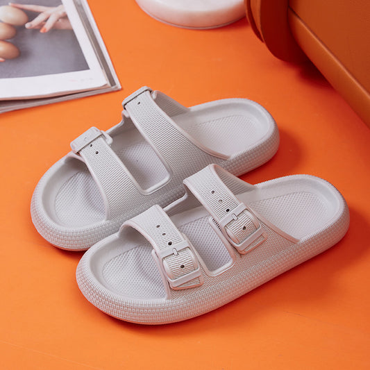 Platform Open Toe Women's Double Buckle Strap Rubber Sandals