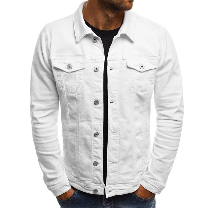 Casual Men's Denim Double Pocket Design Solid Color Button-Up Jean Jacket to 4X Big & Tall