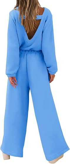 Knitted Long Sleeve Women's Solid Color Backless Sweater Jumpsuit