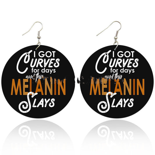 Black Is Beautiful/Melanin... Wood Hook Earrings