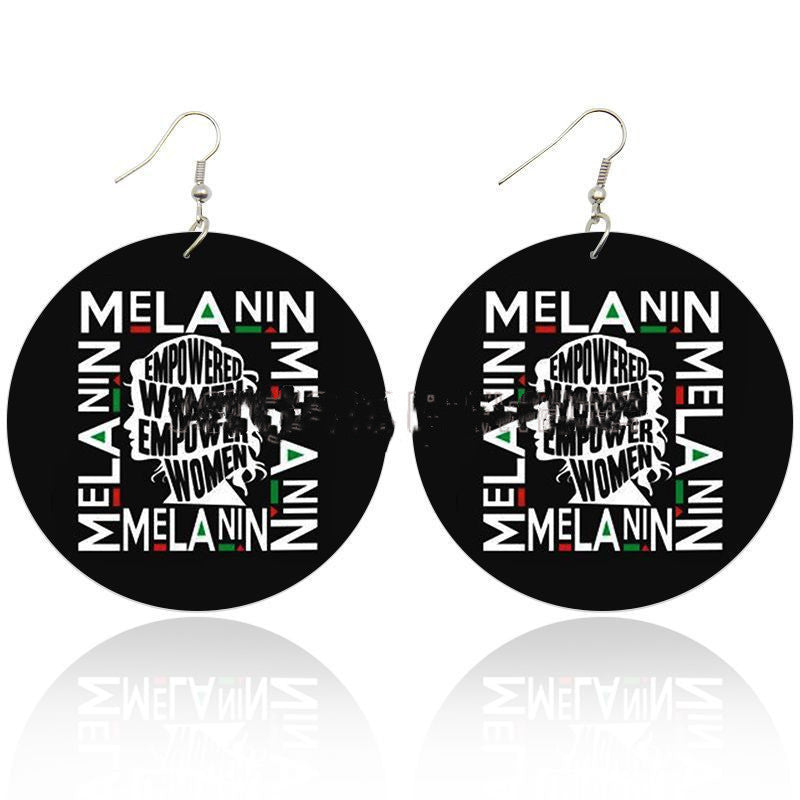 Black Is Beautiful/Melanin... Wood Hook Earrings