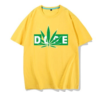Men's "DOPE" Hemp Weed Leaf Print O-Neck Hip-Hop T-Shirt