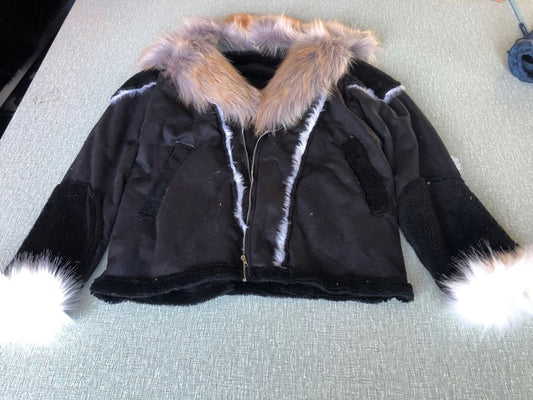 Men's Shearling Faux Leather Fleece Faux Fur Collar Fully Lined Long Sleeve Jacket to 5X Big & Tall