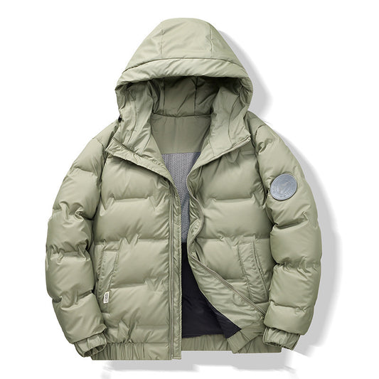 Men's Padded Ribbed Zipper Down Hip-Hop Hoodie Jacket