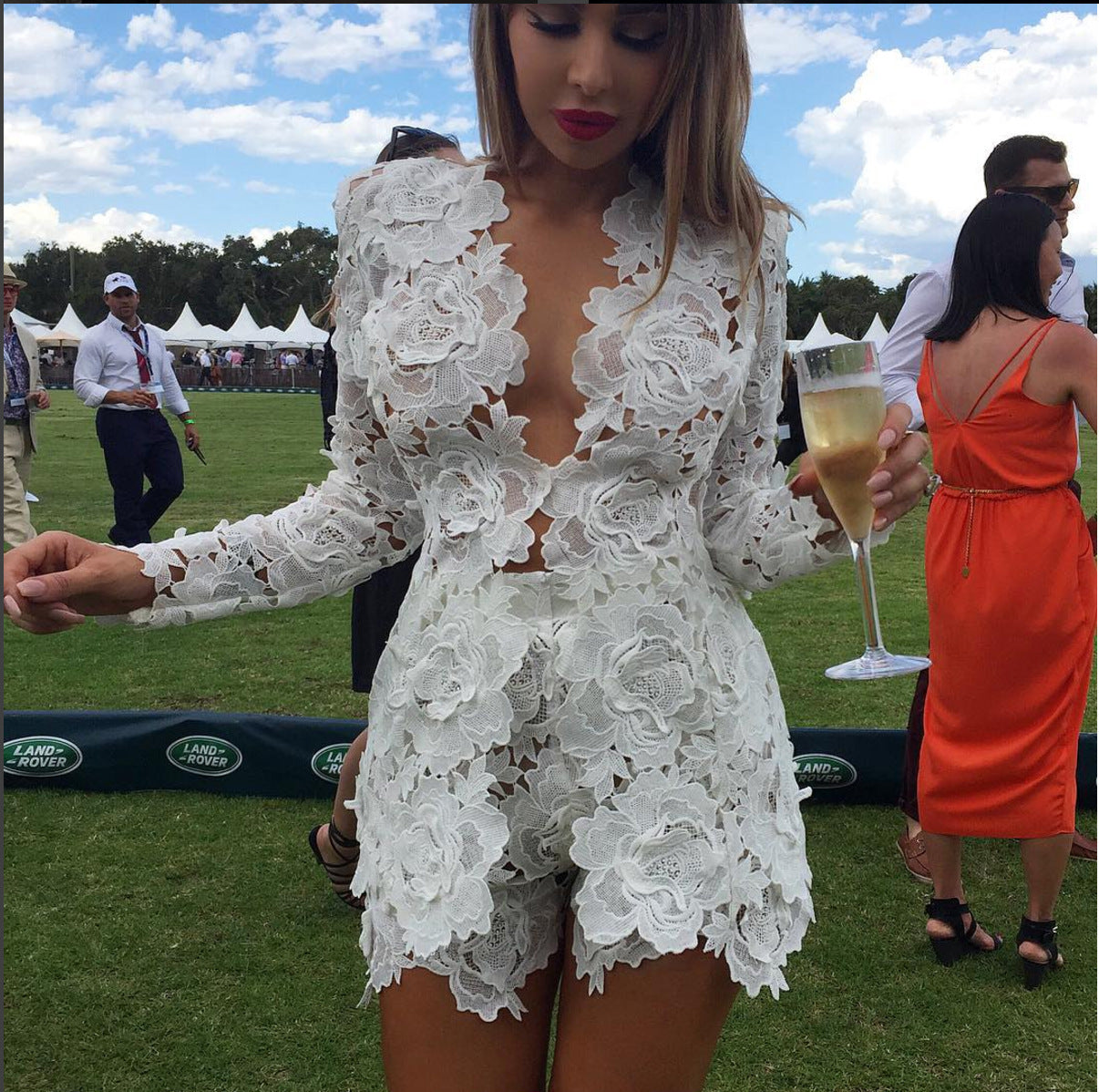 Lace Floral Long Sleeve Open O-Neck Blazer + Matching Mini Shorts Women's 2-Piece Suit