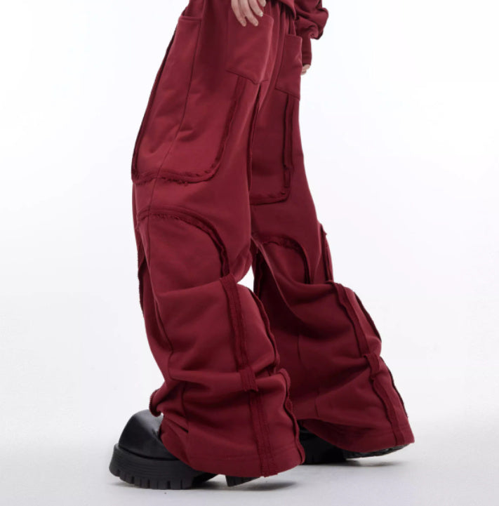 Men's 3D Padded Shoulder Zipper Design Hoodie Jacket + Deconstructed Irregular Sweatpants Tracksuit