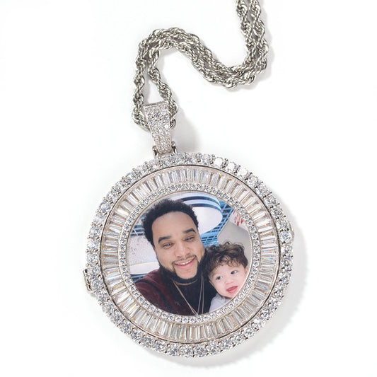 Personalized Customized Photo Pendant Micro Inlaid Cubic Zirconia Chain Necklace