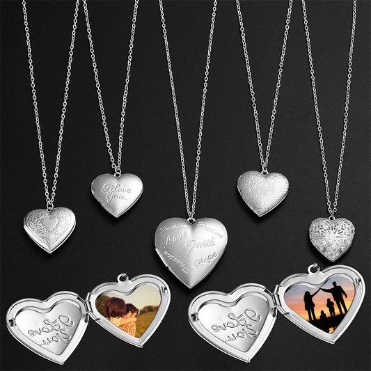 Personalized Customized Heart Shaped Photo Frame Pendant Necklace