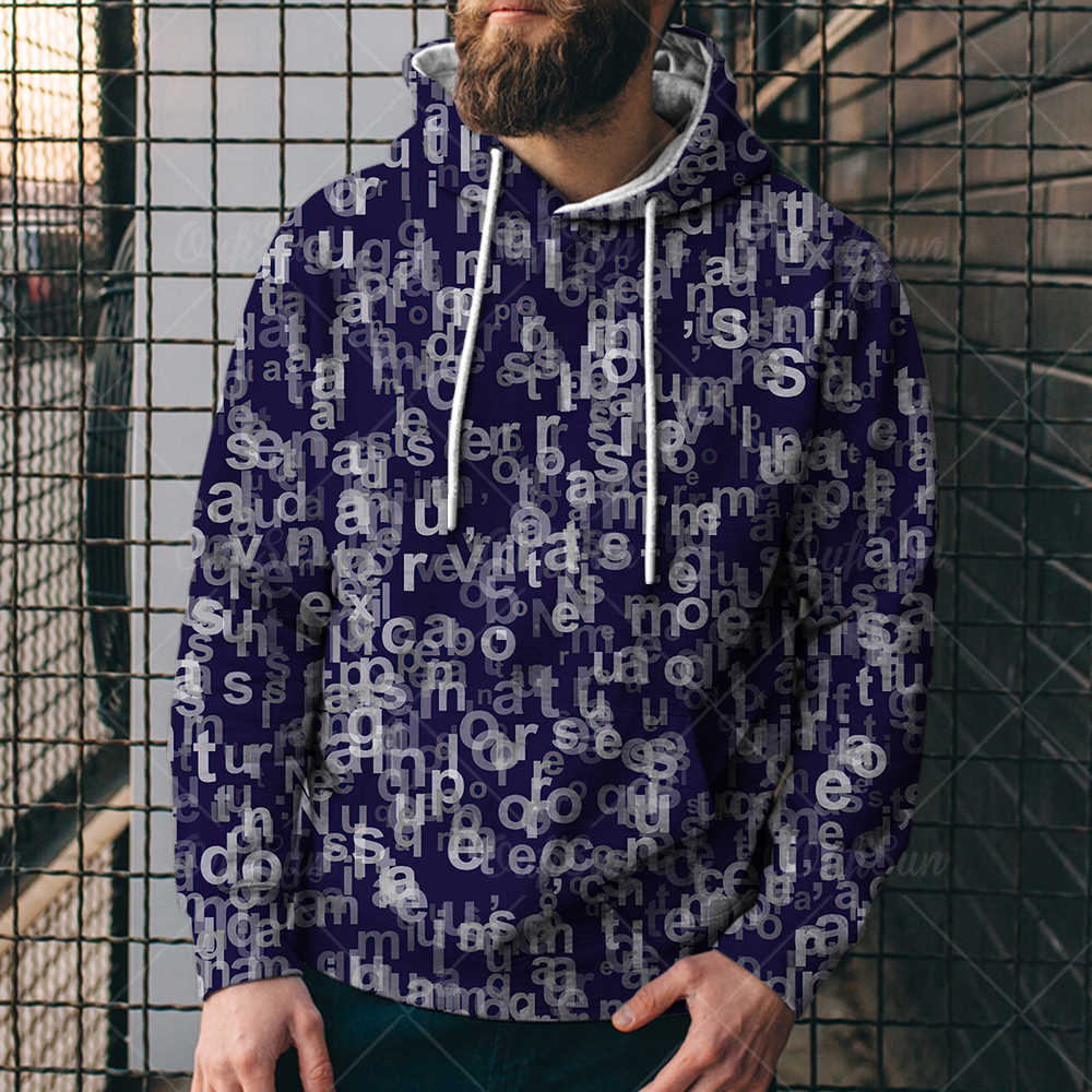 Men's Hip-Hop Drawstring Geometric Graffiti Letter 3D Print Hoodie Sweatshirt