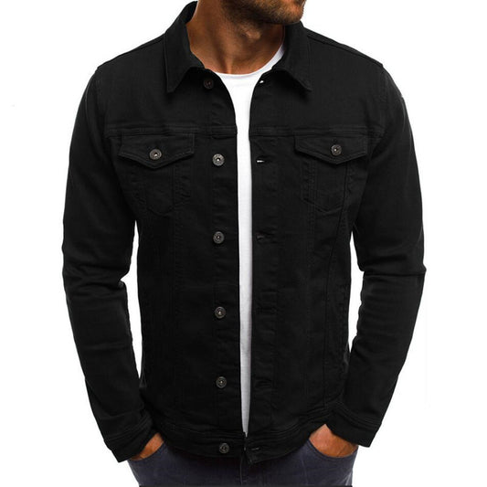 Casual Men's Denim Double Pocket Design Solid Color Button-Up Jean Jacket to 4X Big & Tall