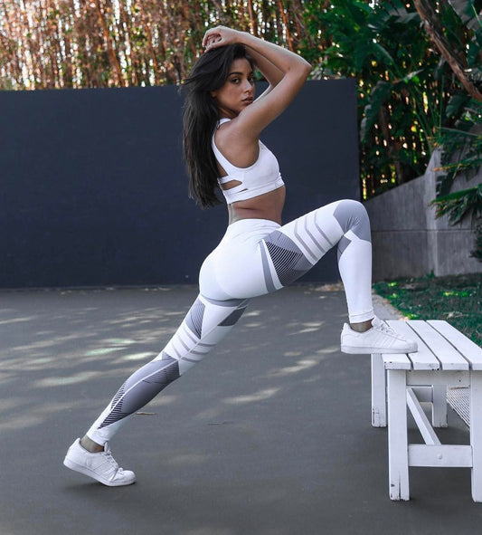 Geometric Colorblock Reflective Women's Fitness Sport Yoga Gym Skinny Leggings