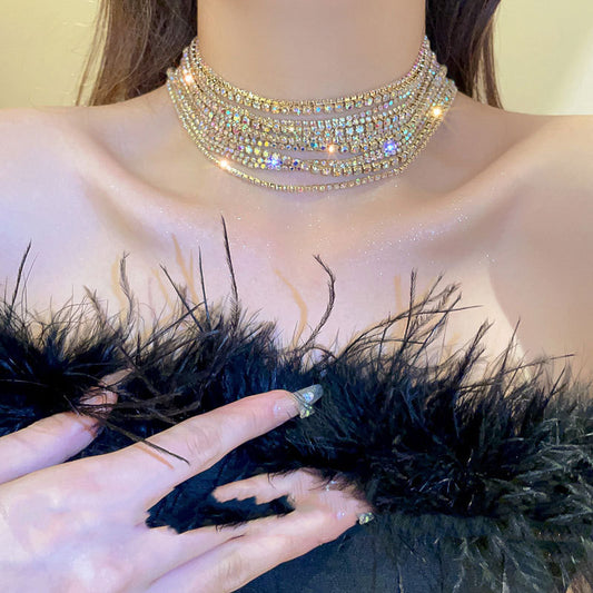 Full Diamond Crystal Multi-Layer Choker Necklace
