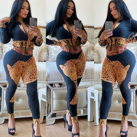 Fashion printed casual sports suit