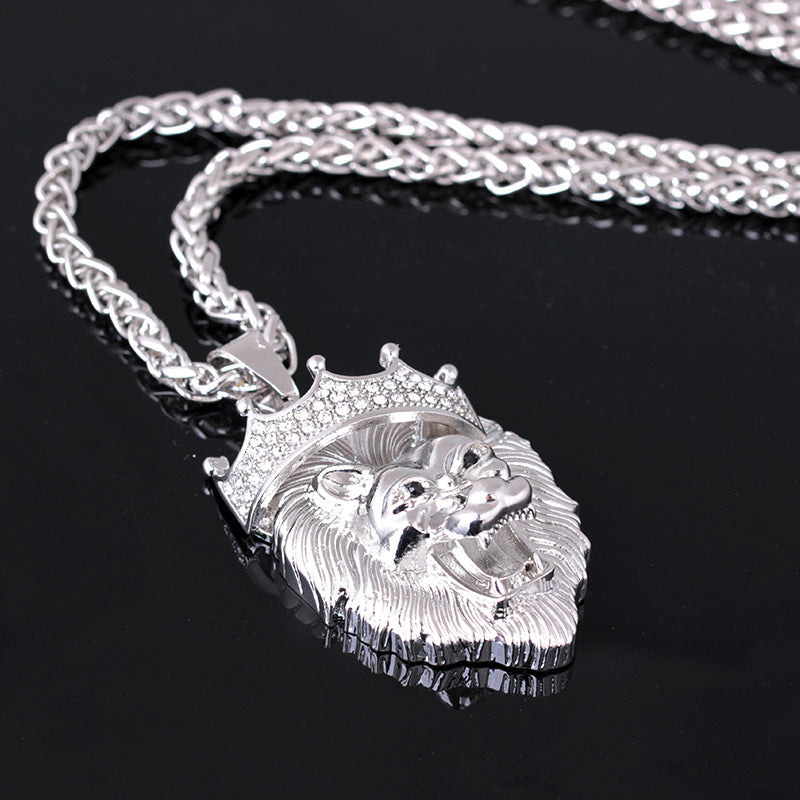 Diamond Gold/Silver Hip-Hop Crown Lion Luminous Chain necklace