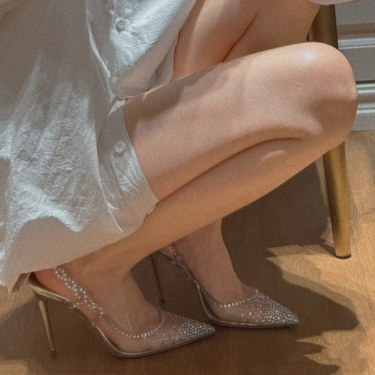 Rhinestone Pointed Toe Stiletto Heel Pumps