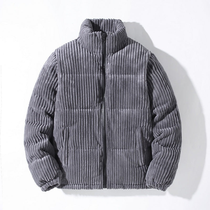 Men's Oversized Corduroy Padded Hip-Hop Zipper Jacket