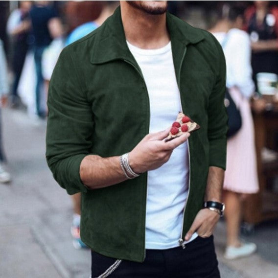 Men's Slim Turn-Down Collar Zipper Jacket