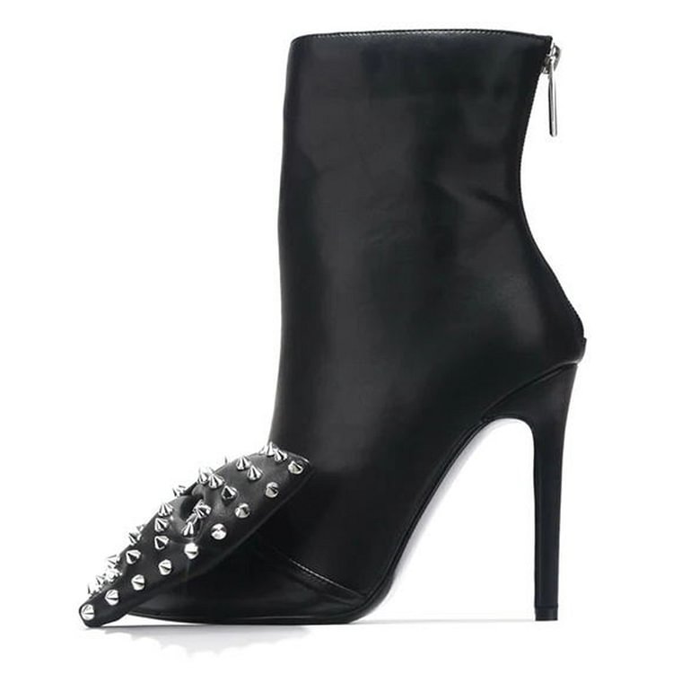 Black Rhinestone Bowknot Catwalk Design Stiletto Heel Women's Ankle Boots