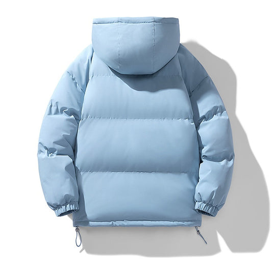 Men's Hoodie Coat Winter Fashion Solid ZIp-up Thickened Cotton-padded Jacket Casual Warm Outwear Top Clothing