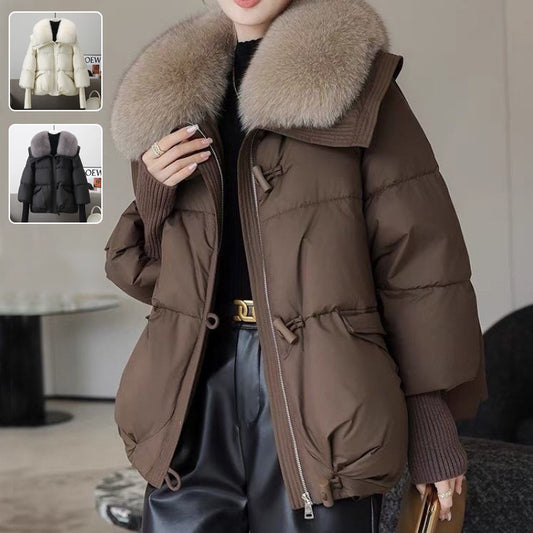 Down Cotton Padded Temperament Women's Oversized Faux Fur Collar Down Thick Coat