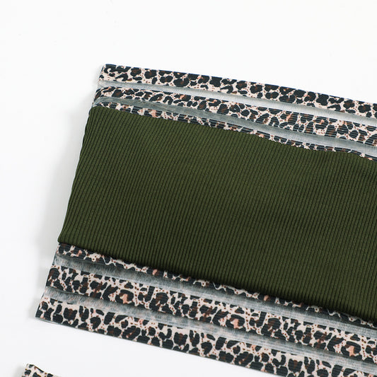 Leopard Colorblock Print Strapless Tube Top 2-Piece Women's Bikini Swimsuit