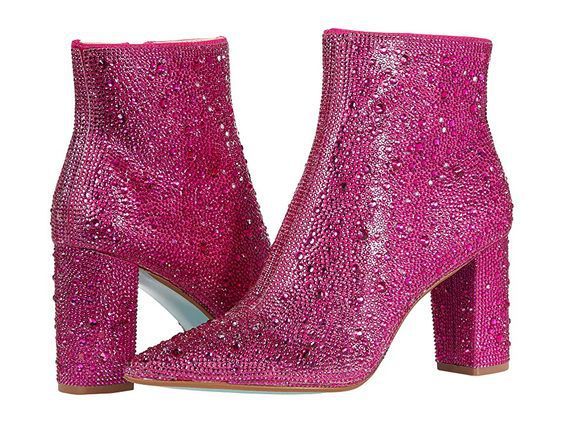 Rhinestone Sparkling Glitter Pointed Toe Women's Platform Zipper Ankle Boots