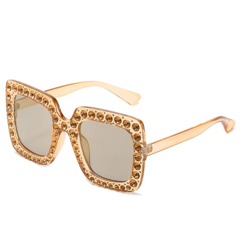 Oversized Square Rhinestone Diamond Women's UV400 Sunglasses