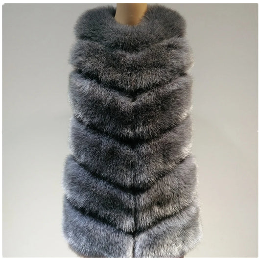 Plush Faux Fur Women's Maxi Vest to 4X Plus Size