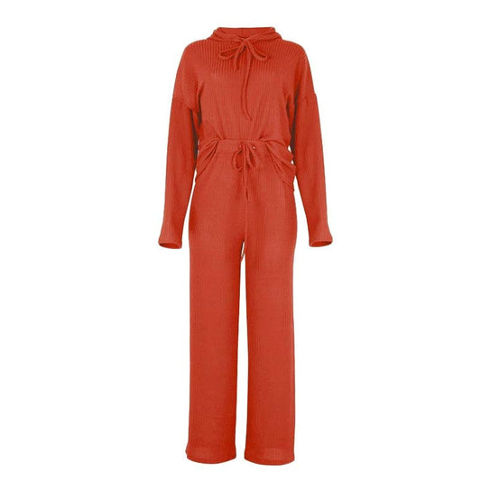 Knitted Hooded Pajama Set Pajama Long Sleeve Loungewear Set