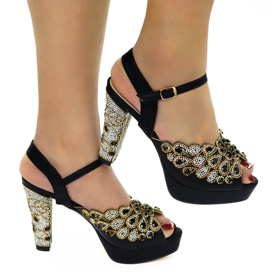 Embellished Rhinestone Peacock Design Party/Wedding Stiletto Heel Slingback Sandal Pumps