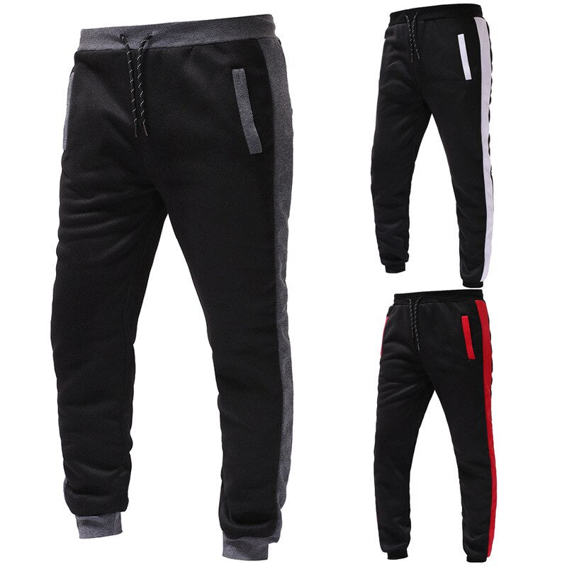 Men's Drawstring Colorblock Zipper Hoodie + Side Striped Skinny Sweatpants Tracksuit