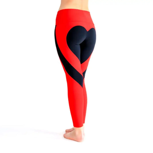 Colorblock Heart 3D Pattern Women's Spandex Fitness Workout Leggings