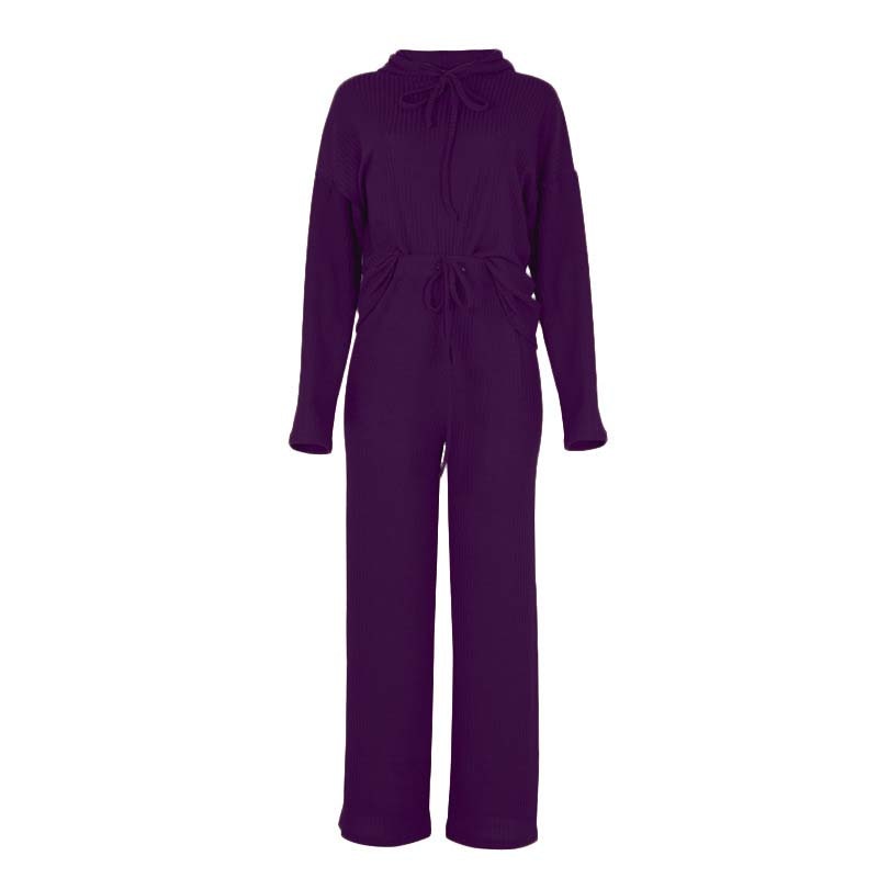 Knitted Hooded Pajama Set Pajama Long Sleeve Loungewear Set