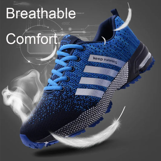 Men's Mesh Side Striped Breathable No-Slip Running Shoes/Sneakers