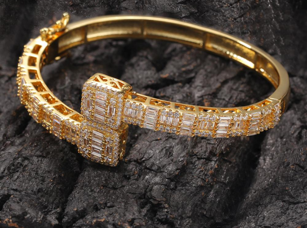 Custom Open Square Iced Out CZ Gold/Silver Bracelet
