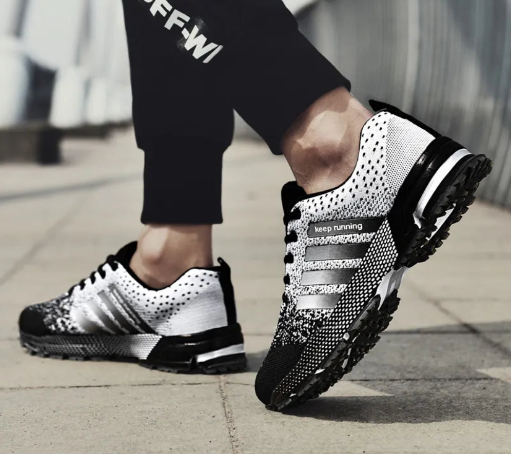 Men's Mesh Side Striped Breathable No-Slip Running Shoes/Sneakers