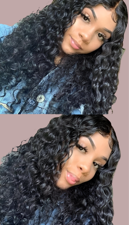 Indian Deep Wave Curly 4x4/13×4 100% Human Hair Closure Glueless Lacefront Wig