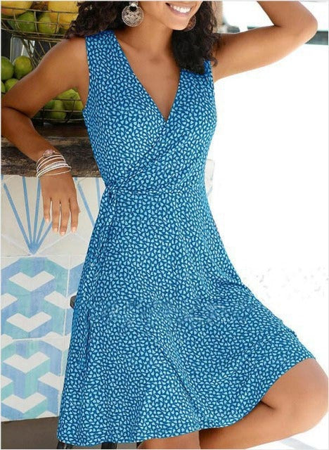 Floral Bandage V-Neck Wrap Dress