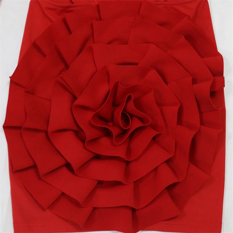 Big 3D Flower Embroidered Deep V-Neck Long Sleeve Bodycon Cut-Out Mini Formal Party Dress