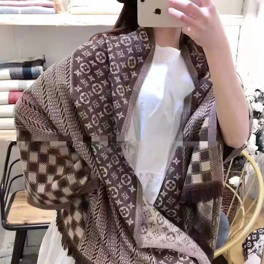 Cashmere Women's LV Replica Monogram Wrap Scarf