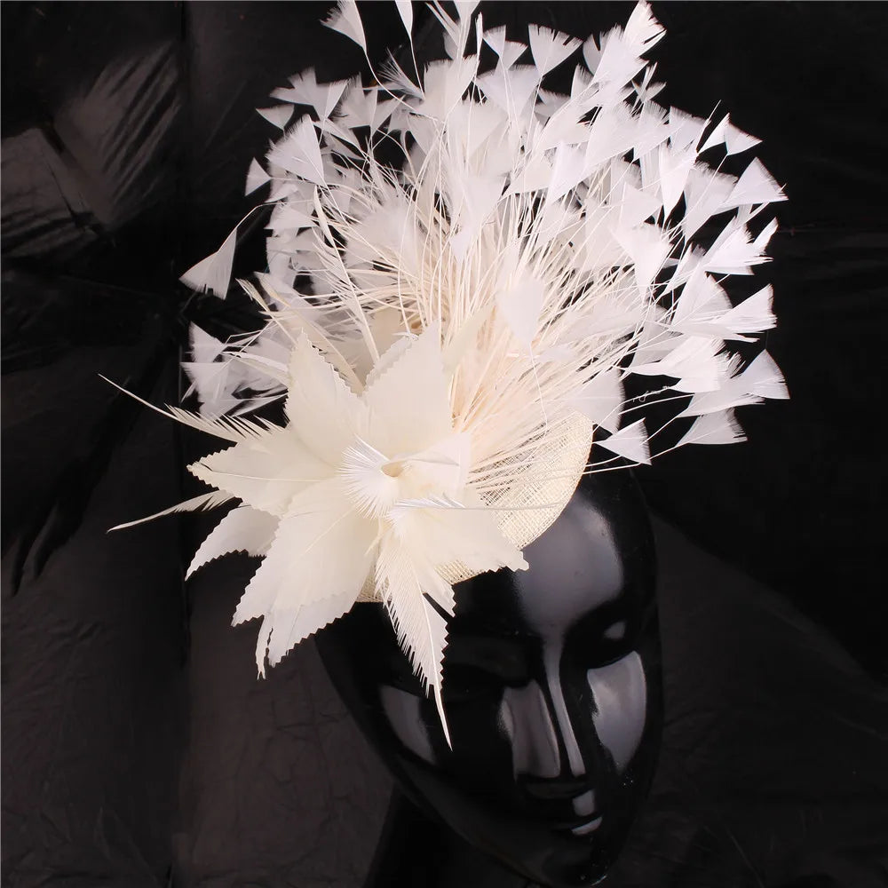 Floral Feather Detail Church/Wedding/Kentucky Derby Women's Fascinator Fedora Hat