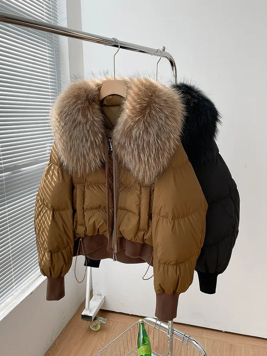 Real Fox Fur Collar Goose Down Ladies Jacket