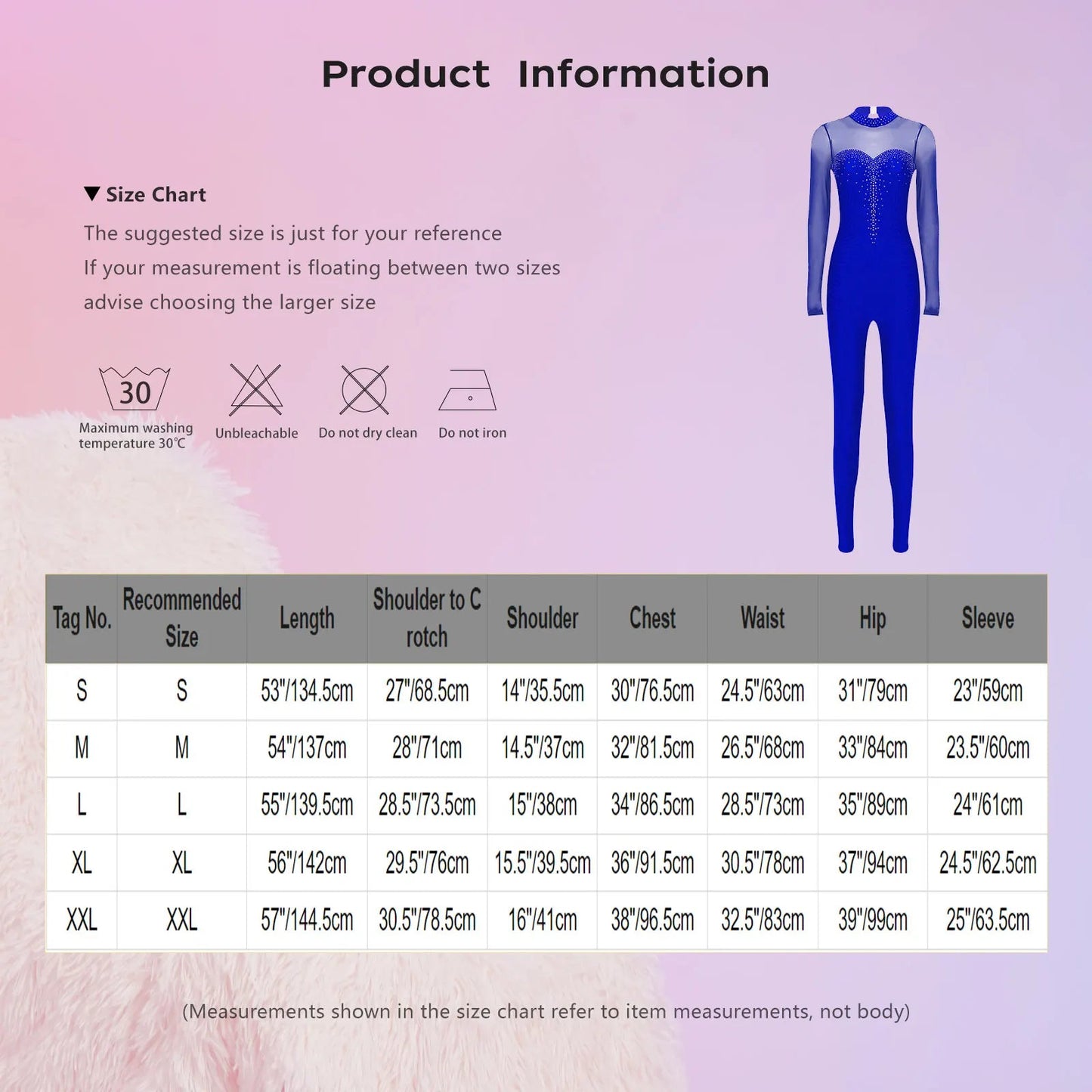 Rhinestone Women's Long Sleeve Gymnastics Leotard Performance Jumpsuit
